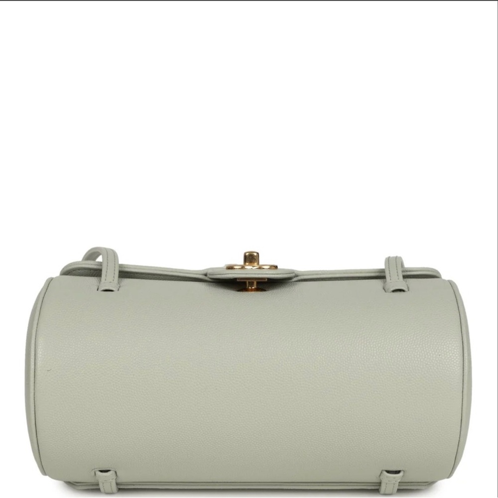 Chanel Preppy Coco Bowling Bag Light Grey Shiny Caviar Brushed Gold Hardware - Picture 8 of 11